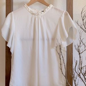 Woven Frill Sleeve And Neck Blouse